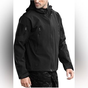 FREE SOLDIER Men's Outdoor Waterproof Soft Shell Hooded Military Tactical Jacket